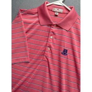 Peter Millar Polo Mens M Salmon Summer Comfort Striped Short Sleeve Golf Shirt